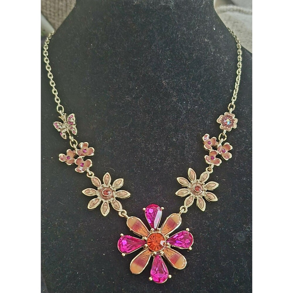 Vtg 1928 2028  Whimsy 16" Gold tone Necklace Crystal Nwt Old Stock Rhinestones